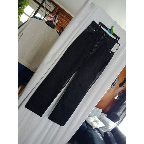 Abercrombie & Finch 28/6R Jeans denim & vegan leather NWT - Picture 1 of 5